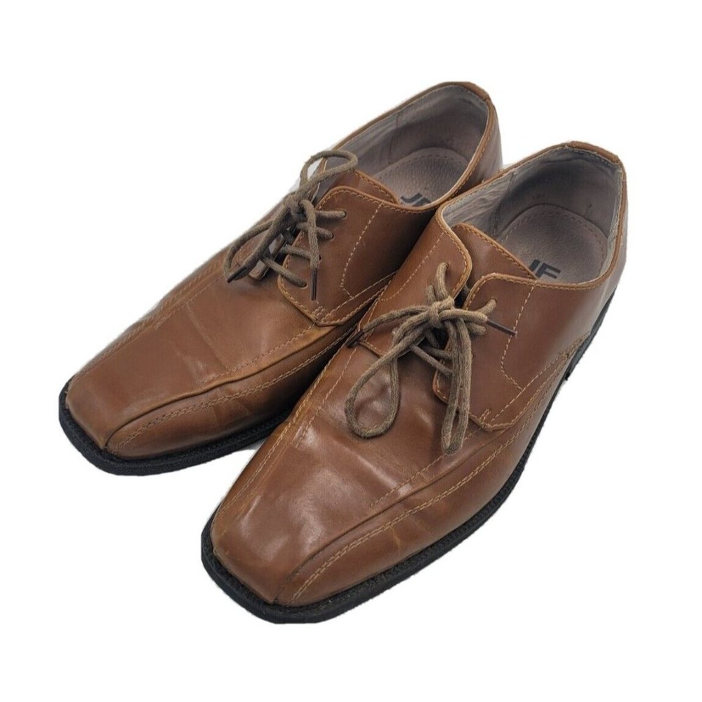 Mens Brown Leather Dress Shoes JF FERRAR Sz 8.5 M A2